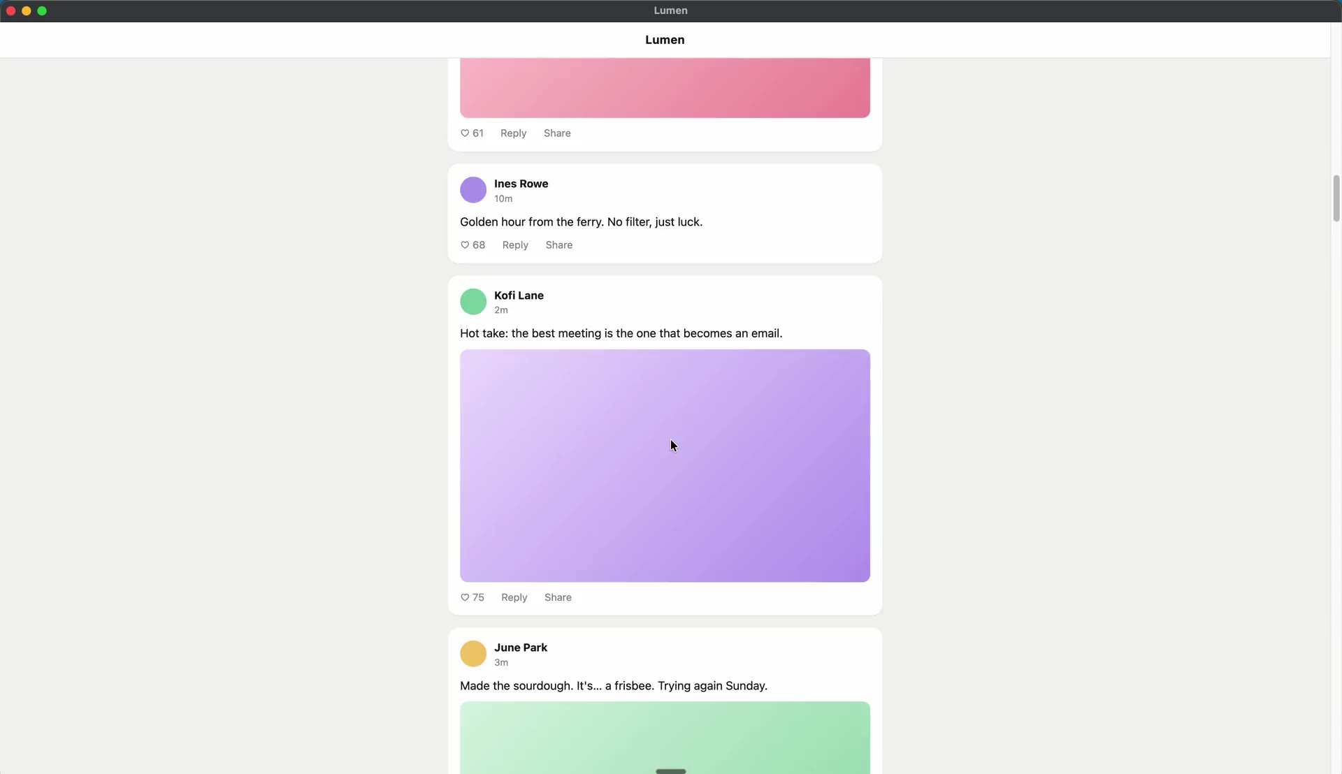 A social feed is interrupted by ScreenSlap's full-screen alert as a meeting starts, with Join meeting, snooze and Dismiss buttons.