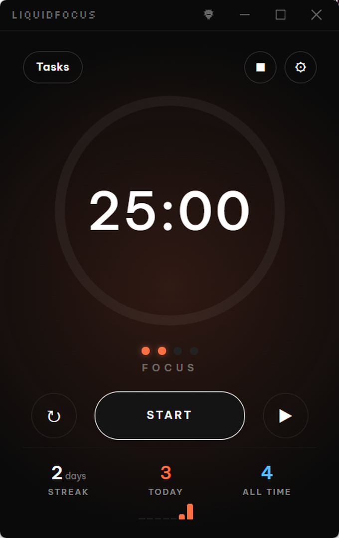 Liquid Focus app interface